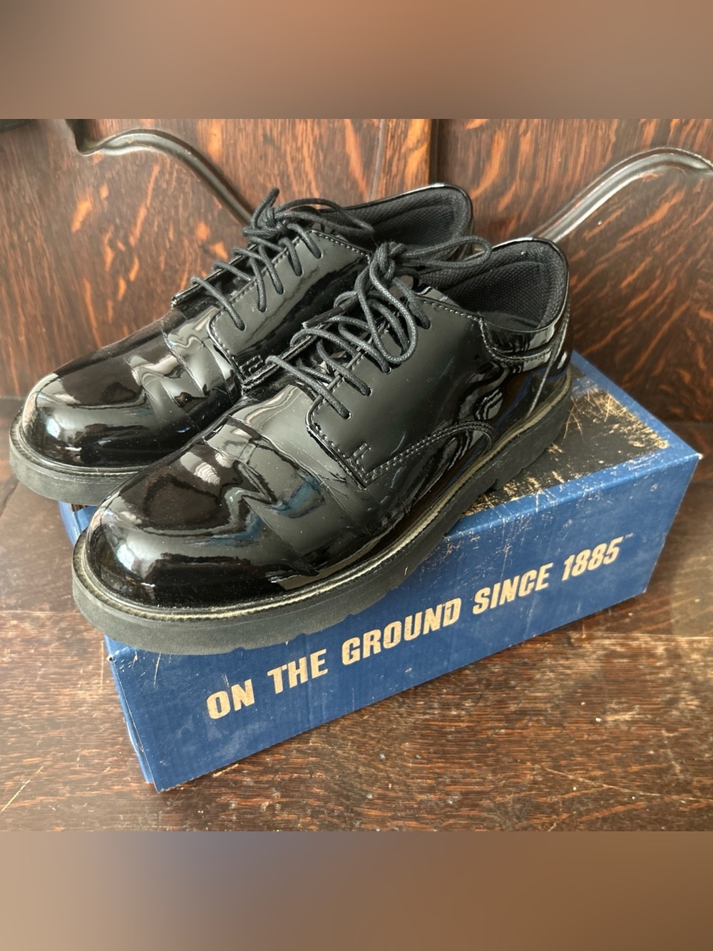 Bates High Gloss Rubber Sole Oxford Black Duty Uniform Shoes Men’s 9
